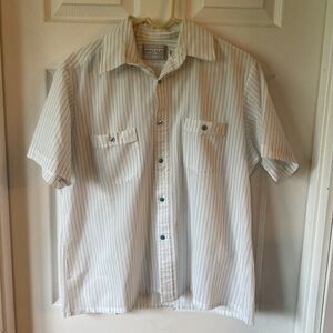 Andre Alain Front Button Shirt Men’s Size Large Vintage Striped 2 Pocket USA